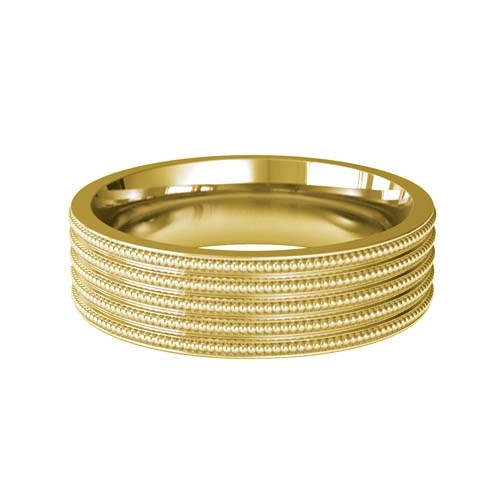 Patterned Designer Yellow Gold Wedding Ring - Contineo